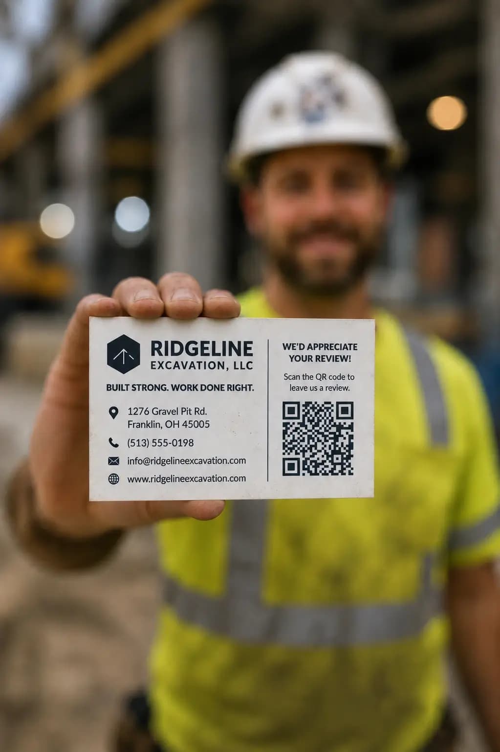 QR review card at a home services job site